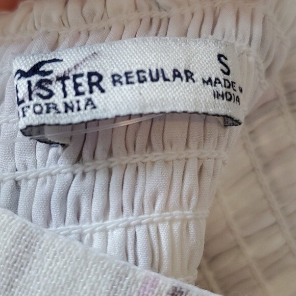 HOLLISTER PLAID COTTON SHEATH DRESS WHITE LAVENDAR ADJUSTABLE TIES SUMMER - Picture 7 of 11